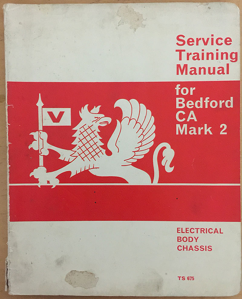 Bedford CA Mark 2 service training manual Electrical Body Chassis - for sale at Heath's Old Wares 19-21 Broadway, Burringbar NSW ph: 0266771181 open 7 days 